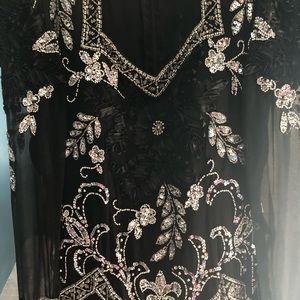 Black and silver long sleeve gown size L